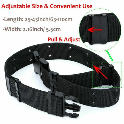 Tactical Canvas Pants Belt Double Hole Belt Military Quick Release Pistol Belt