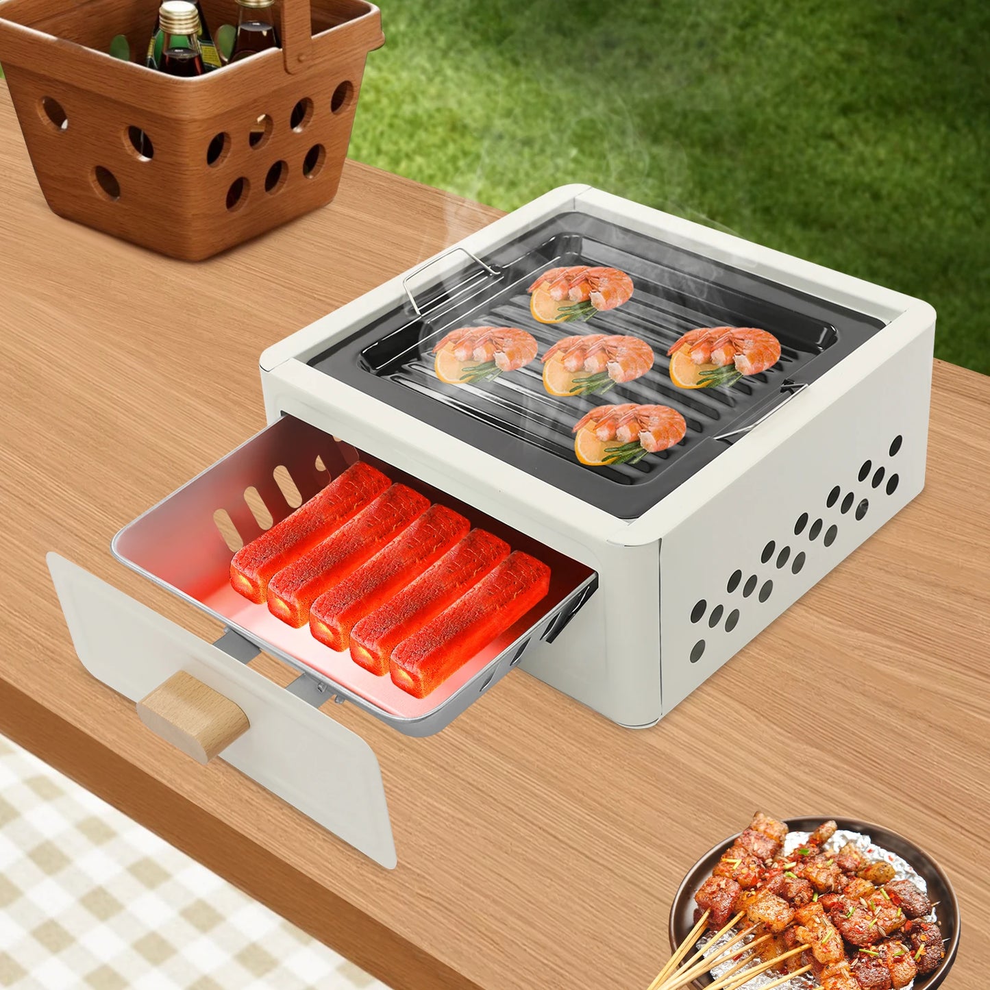 31*31*13.5cm Square Tabletop Barbecue Stove, For Camping