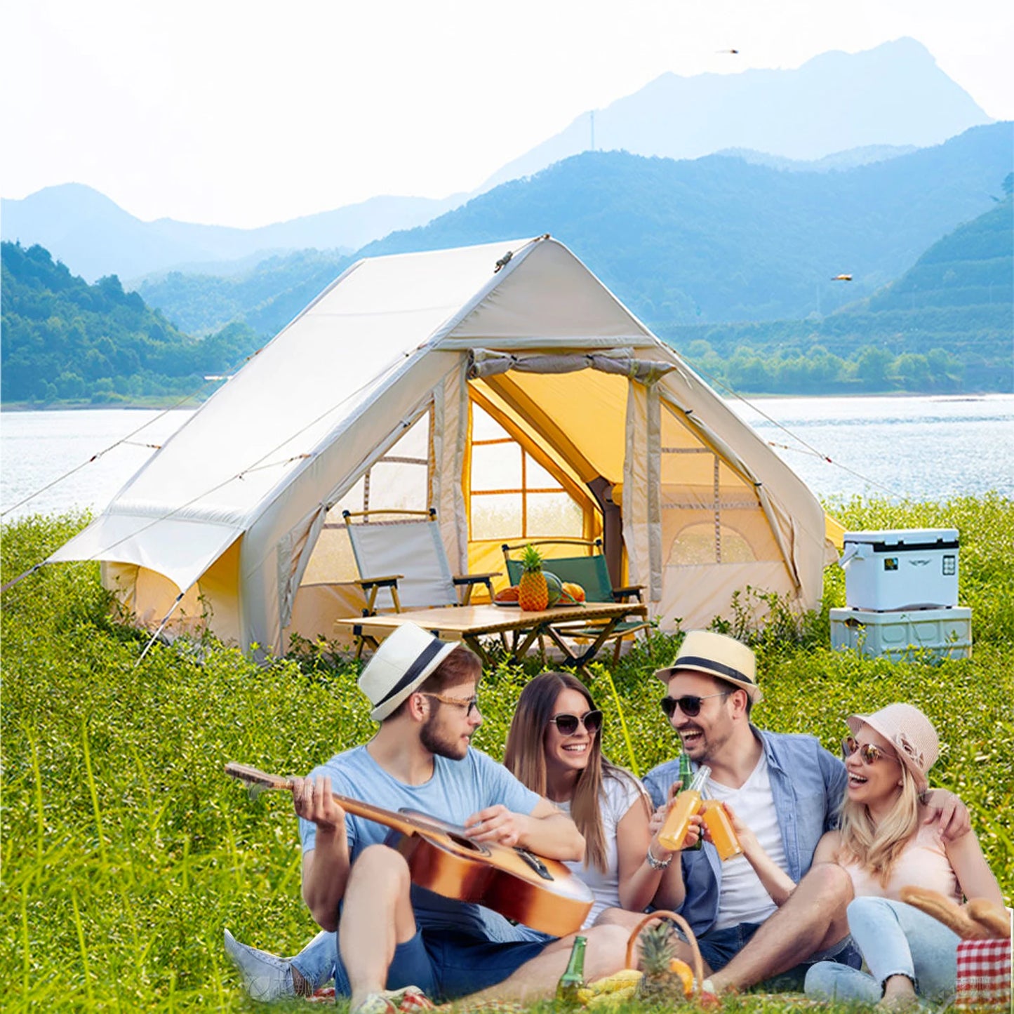 Inflatable Tent with Pump, Waterproof , Easy Setup with Mesh Windows