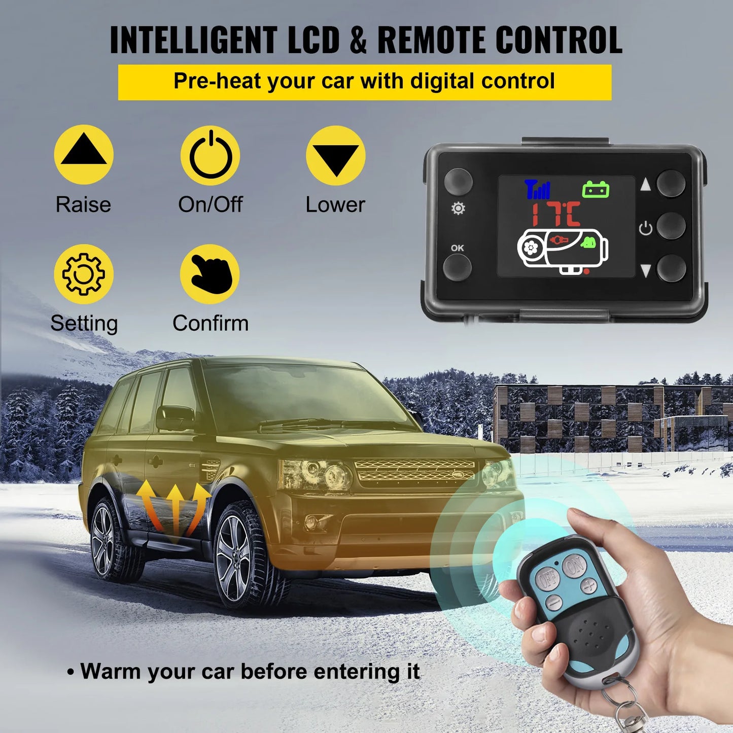 12V 5KWr Air Diesel Heater with LCD switch and Remote Control for Boat Car Trucks Campervans