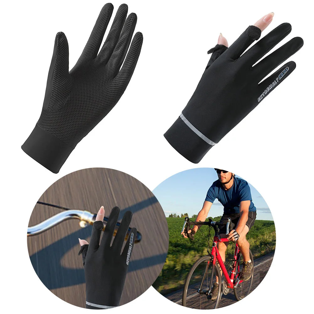 Lady Sunscreen Ice Silk Gloves for fishing