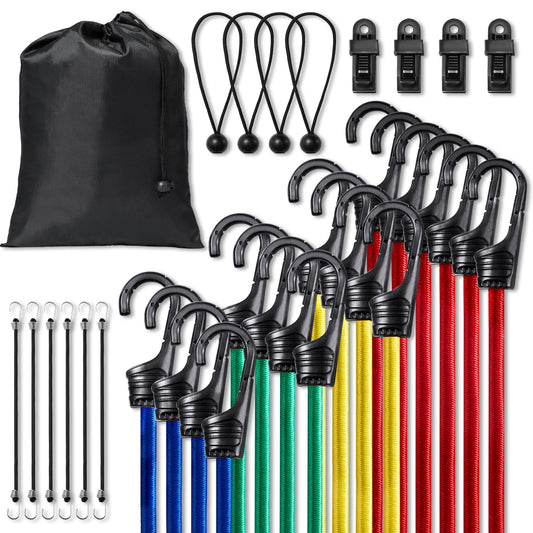 32pcs Elastic Bungee Cords Straps Assorted Lengths