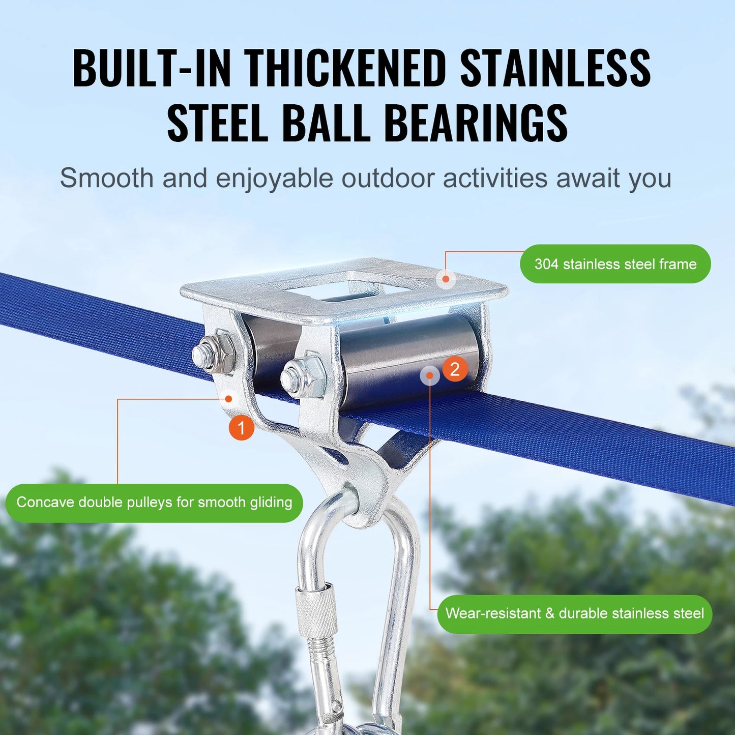 Zipline Kit for Kids and Adult 52 ft Up to 500 lb  Quick Setup