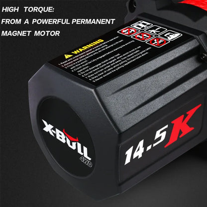 Electric Winch XPV 14500 LBS 12V Synthetic Red Rope for Towing