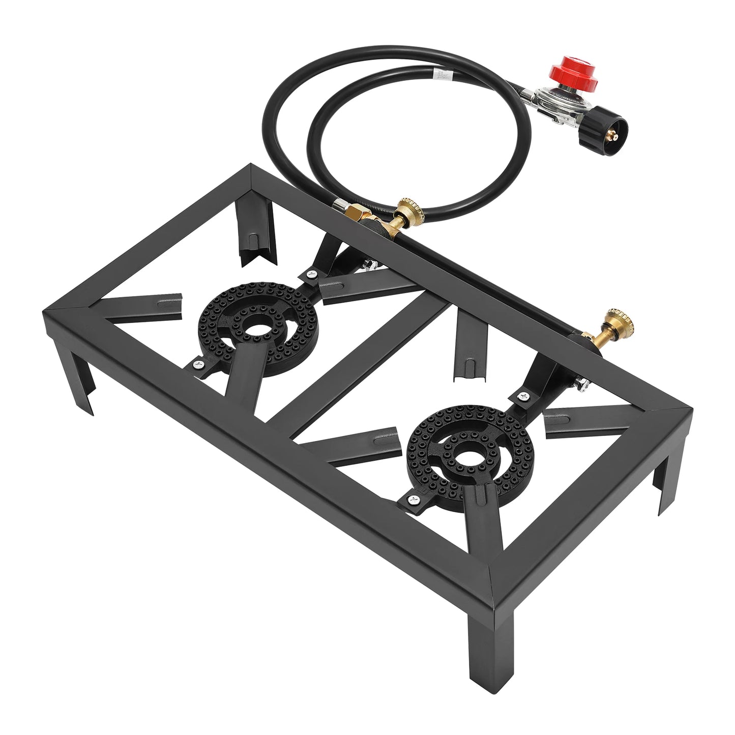 8000W Portable Double Burner Outdoor Gas Stove with Adjustable 0-10Psi Regulator Hose