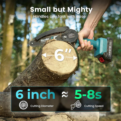 Mini Chainsaw Cordless 6-inch Handheld Electric Power Chain Saw
