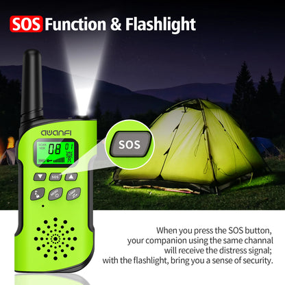 4 Walkie Talkies  Rechargeable  , Long Range Flashlight 8 Channel, USB Type C