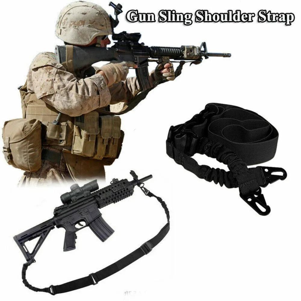 Two Points Rifle Sling with Length Adjuster Traditional Sling with Metal Hook