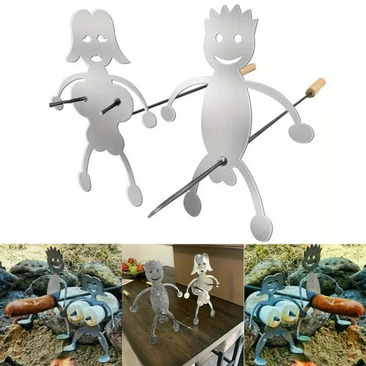 2pcs Hot Dog Boy and Marshmallow Girl Campfire Sticks