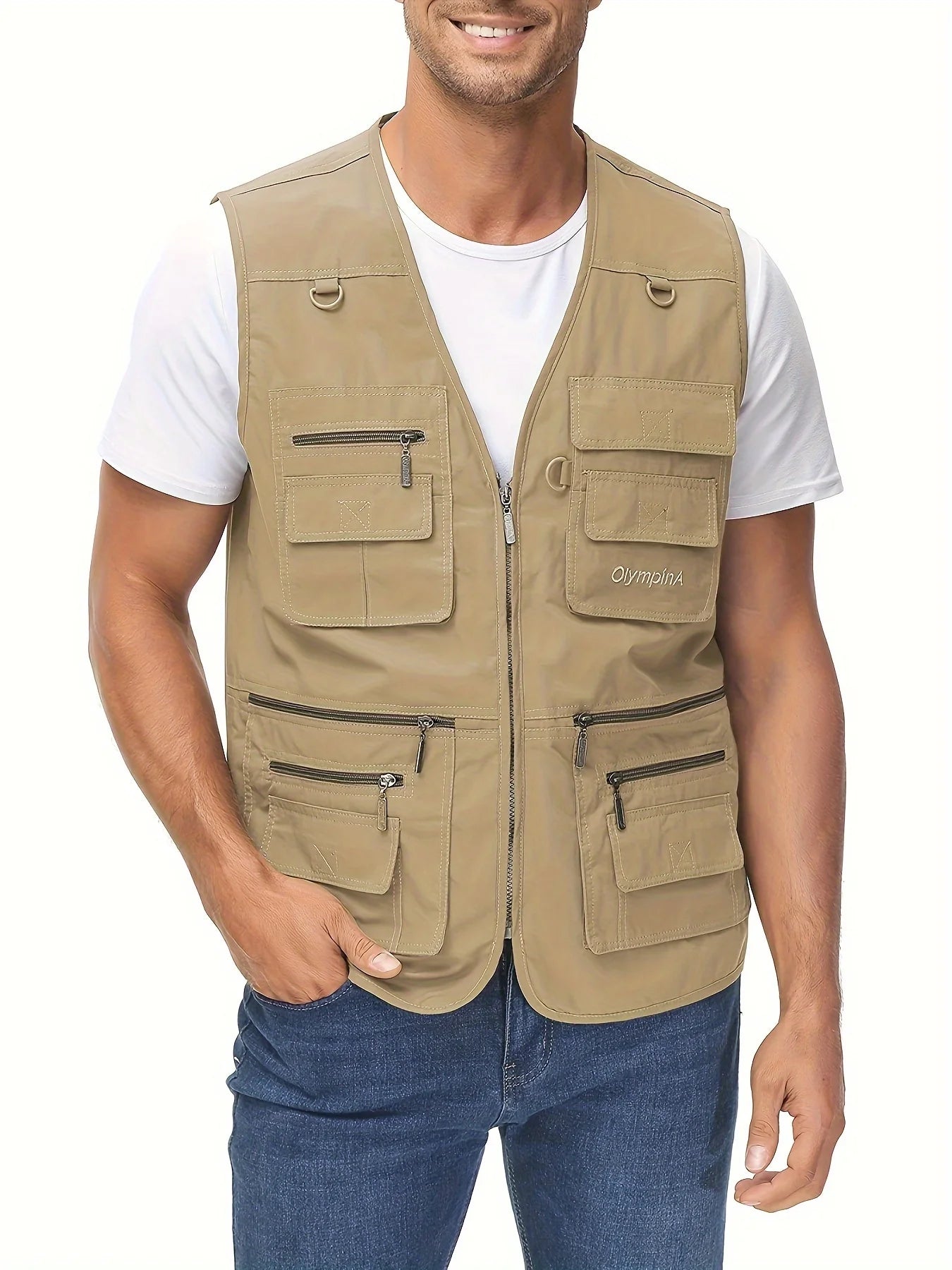 Men's Plus Size Fishing Vest Multi-Pockets Sports Summer Vest