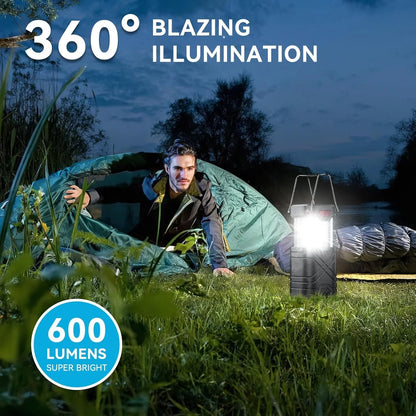 4 Pack Rechargeable Camping Lights - Solar/Battery LED, 3 Modes & USB