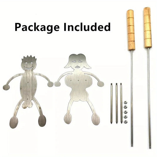 2pcs Hot Dog Boy and Marshmallow Girl Campfire Sticks