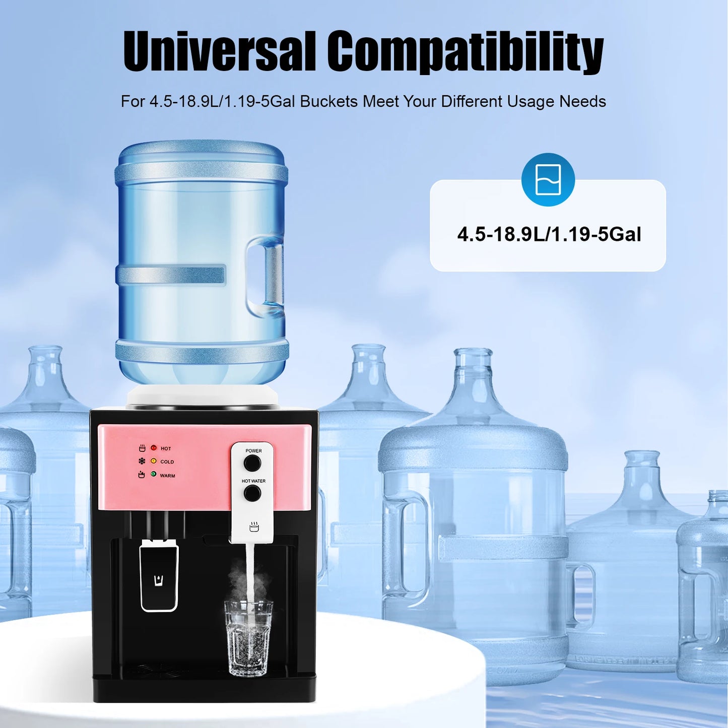 Hot + Cold Water Cooler Dispenser Top Loading 3.5L-18.9L 5 Gallons