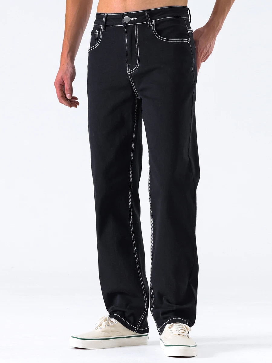 Men s Vintage  Fit Jeans Faded Washed Denim