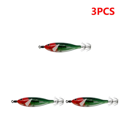 5.7g/8cm Squid Jig Baits Double Hook Glow In The Dark for Night Fishing