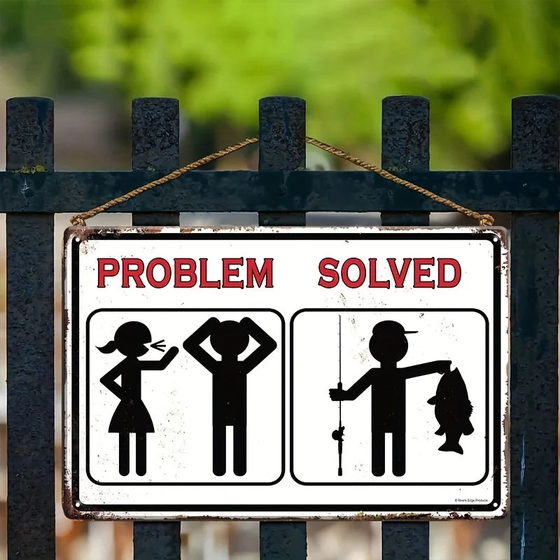 Vintage Fishing Metal Sign, 8"x12",