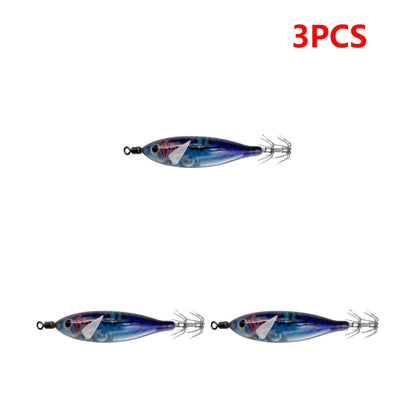 5.7g/8cm Squid Jig Baits Double Hook Glow In The Dark for Night Fishing