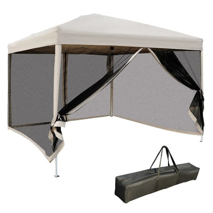 10' x 10' Pop Up Canopy Tent with Netting Instant Screen Room  Height Adjustable