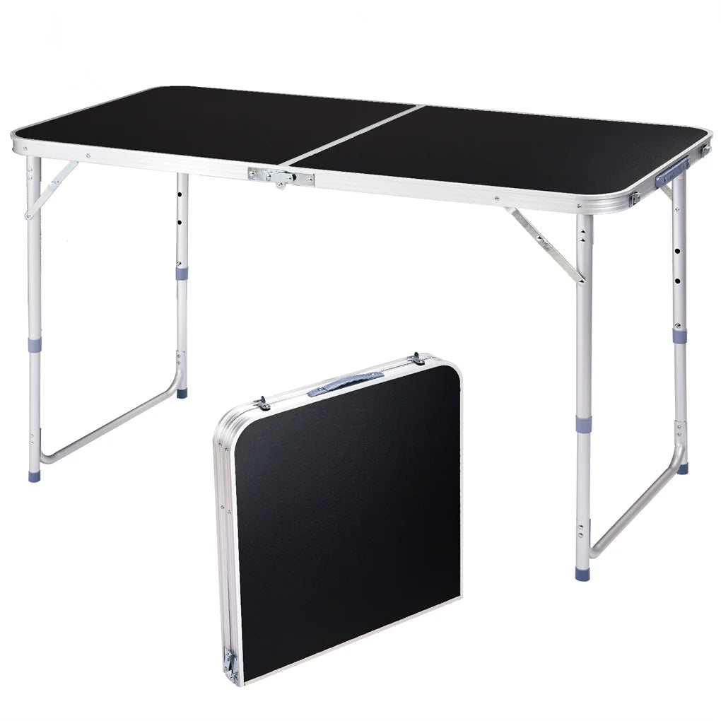 4Ft Folding Table With Carrying Handle Height Adjustable Lightweight For Indoor Outdoor