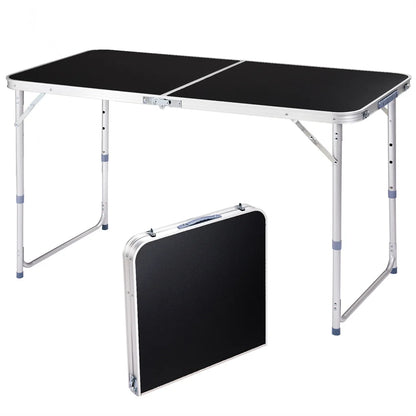 4Ft Folding Table With Carrying Handle Height Adjustable Lightweight For Indoor Outdoor