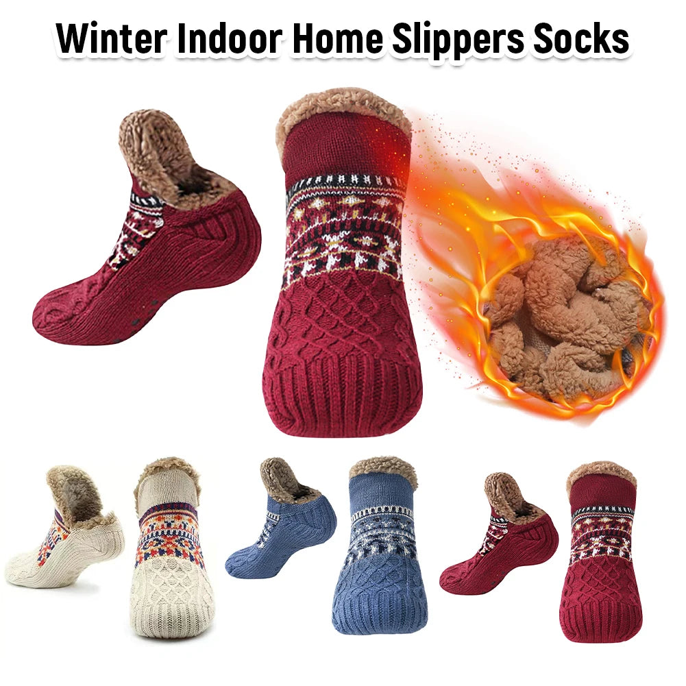 Men Women non slip Winter Indoor Home Slipper Socks  great for Christmas
