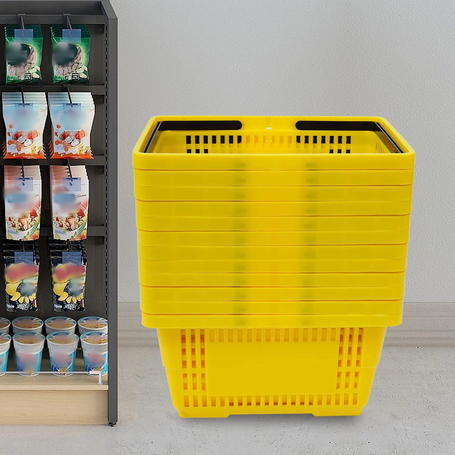 12-Pack Plastic Stackable Storage Baskets, 7.4 Gallon Capacity