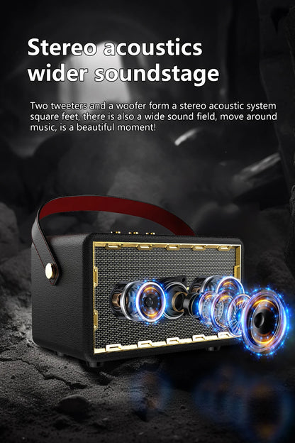 50W Retro Wireless Speakers Portable Subwoofer , Dual Pairing, 24000mAh Battery