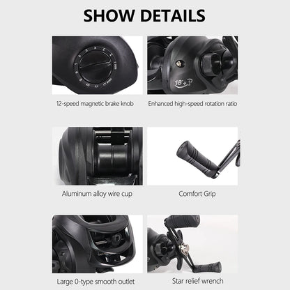 High Performance Baitcasting Reel 72 to 1 Gear Ratio