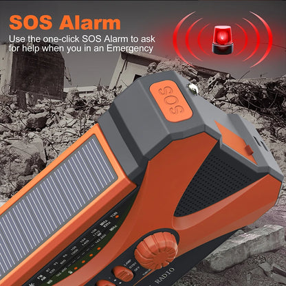 10000mAh charger High Capacity Emergency  Solar Hand Crank LED Flashlight