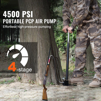 PCP Hand Pump 4 Stage 30Mpa 4500PSI High Pressure Air Rifile Filling Stirrup Pump