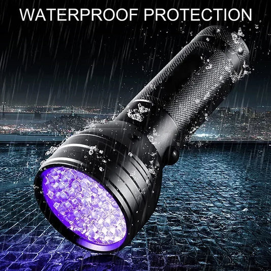 51 LED UV Flashlight Blacklight with 4-Slot Charger and AA Rechargeable Batteries for Scorpion Hunting Pet Urine Detection