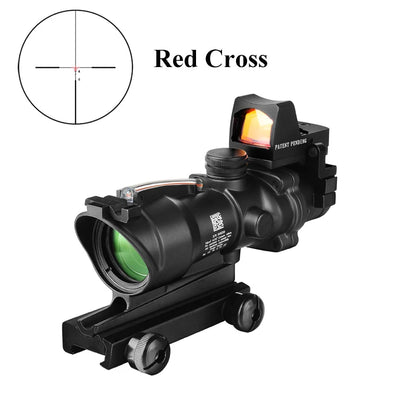 4X32 Real Fiber Optics Red Dot Illuminated Chevron Glass Etched Reticle Tactical Optical Scope