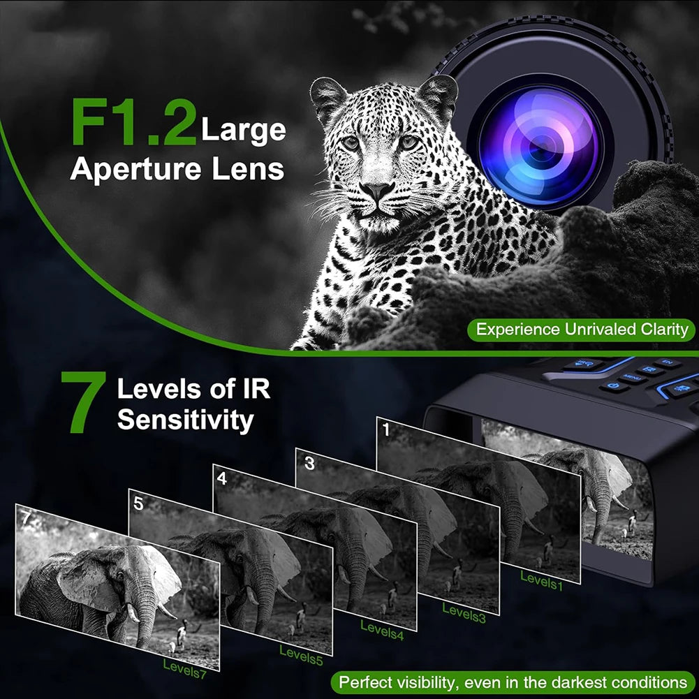 Digital Night Vision Binoculars With Infrared Illuminator Video Recording 8X Zoom