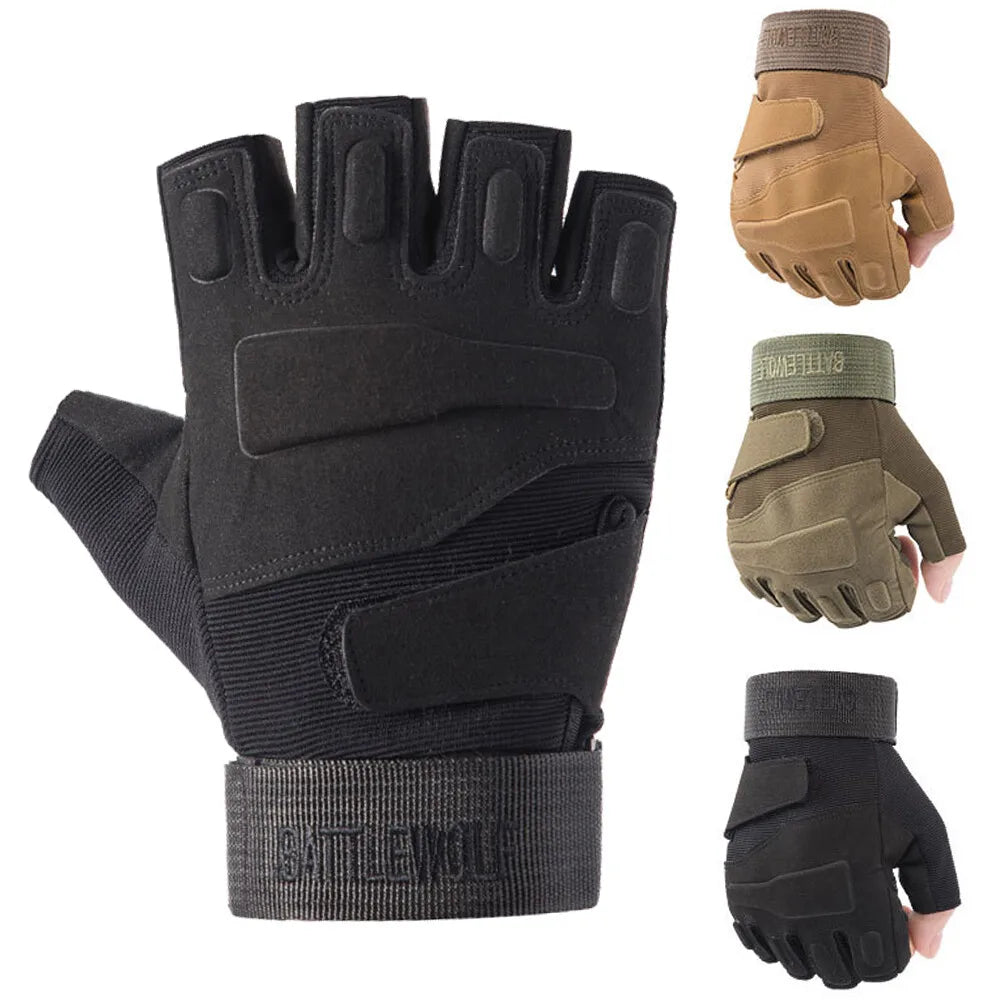 Tactical Military Half Finger Gloves Men's Hunting Shooting Fingerless Gloves