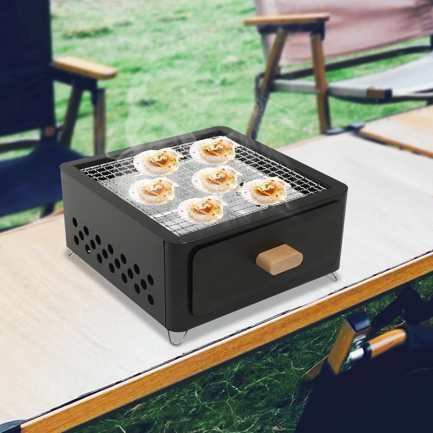 31*31*13.5cm Square Tabletop Barbecue Stove, For Camping