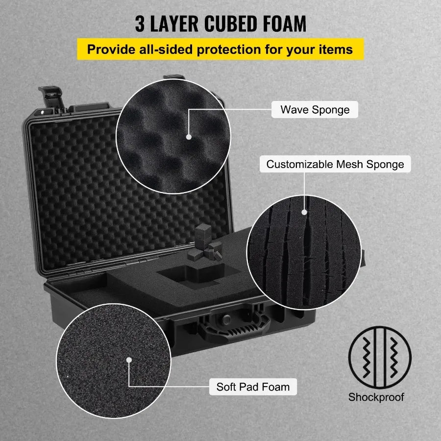 Waterproof Hard Case 19 x 14 x 5 Inches with Customizable Foam Shockproof  for Pistol