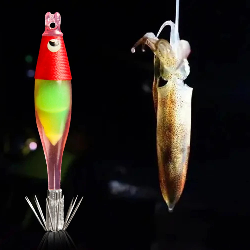 Luminous UV Blowing Fishing Lure  Artificial Bait Squid Jig for Sea Fishing