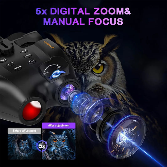 Digital Night Vision Binoculars 1080P Full HD Infrared Hunting Camera 300M 5X Optical For Total Darkness Surveillance