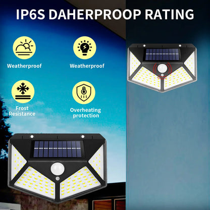 4X Solar Power PIR Motion Sensor Wall Lights 100LED Outdoor Lamps