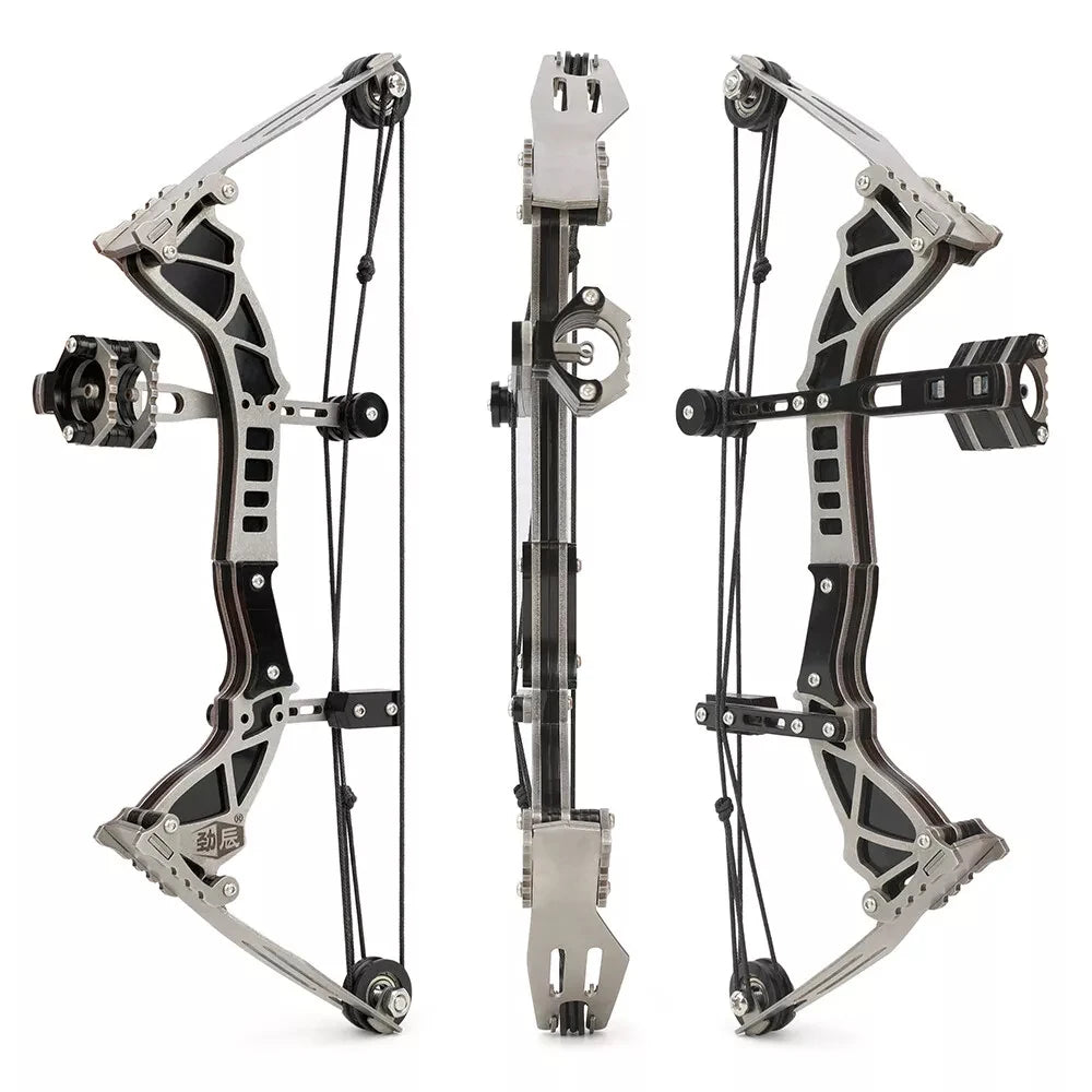 Archery 9.5" Mini Compound Bow and Arrows Set for Outdoor Target Shooting Hunting Games Pocket Bow Survival Bow R/L Hand Gift