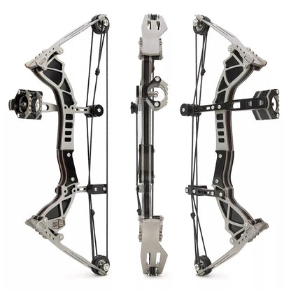 Archery 9.5" Mini Compound Bow and Arrows Set for Outdoor Target Shooting Hunting Games Pocket Bow Survival Bow R/L Hand Gift