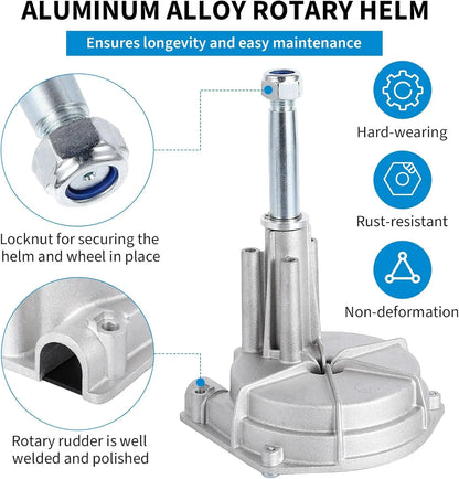 14 Feet Cable Outboard Steering Kit 3/4" Standard Tapered Shaft for Yachts, Fishing Boats