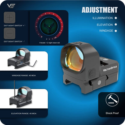 Vector Optics Frenzy-X 1x20x28 Red Dot Scope 3MOA Pistol Sight  For Glock 9mm AR AK 5.56 7.62 .308win