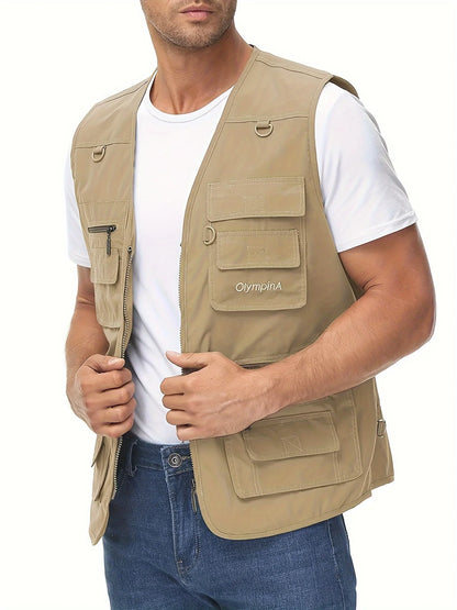 Men's Plus Size Fishing Vest Multi-Pockets Sports Summer Vest