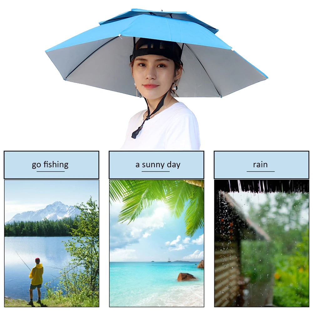 Portable Adjustable Fishing Sunshade Umbrella Hat