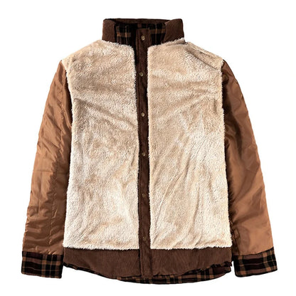 Men s Plaid Lined Shirt Jacket Long Sleeve Button Down