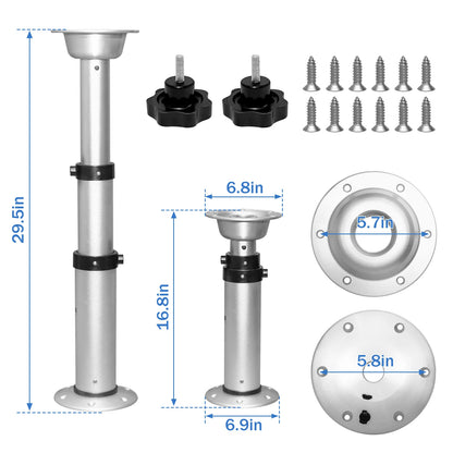 3 Levels Adjustable Aluminum Alloy RV Boat Table Pedestal 17-28 Inch Height