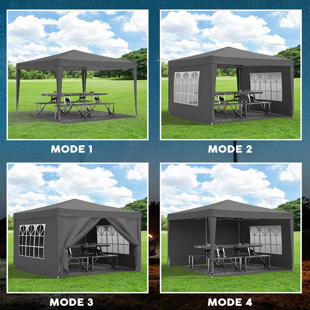 10'x10' Folding Canopy with 4 Removable Sidewalls  Gazebo Portable Tent