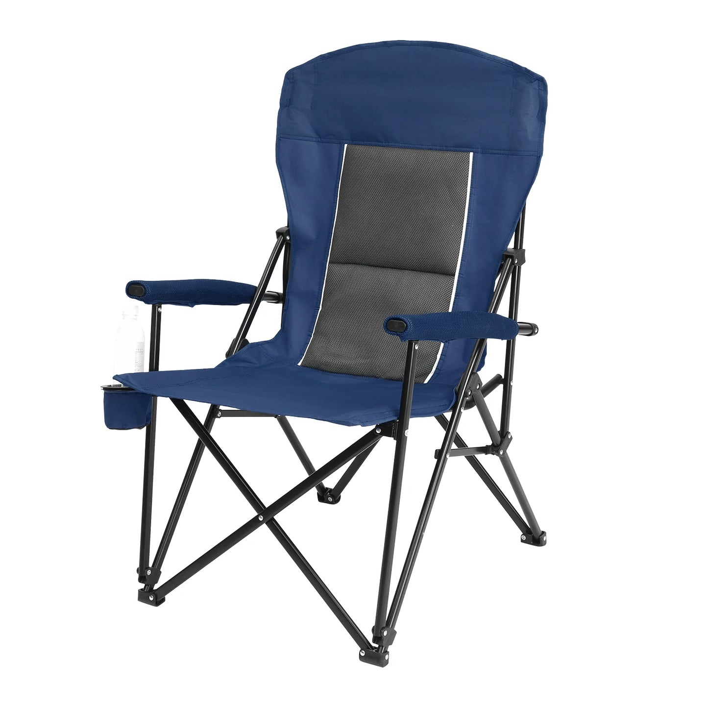 Outdoor Camping Chair, Portable Folding Lounge Moon Chair With Armrests,