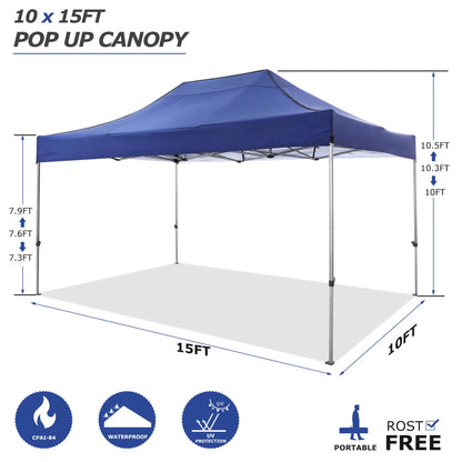 10x15 Pop Up Canopy without Sidewall, Heavy Duty Canopy All Season Wind Waterproof